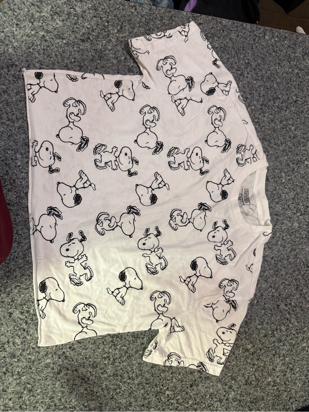 Peanuts White Tee with Black Snoopy All-Over Print